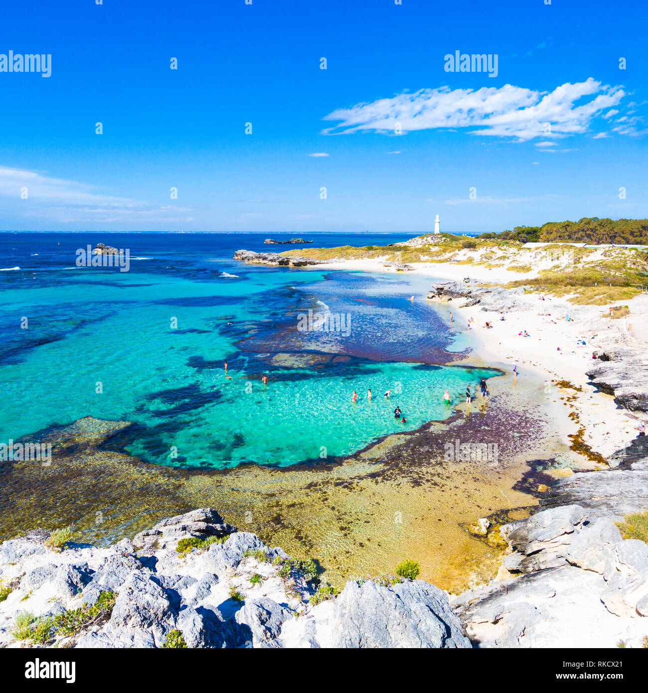 Rottnest Island, Perth, Australien. Das Becken Beach auf einer schönen, sonnigen Tag. Stockfoto