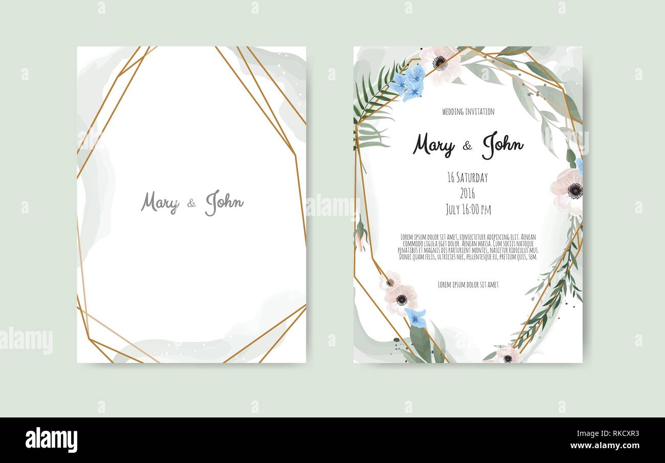 Vektor floral botanische Karte Design mit Blättern mit geometrischen Rahmen. Protea Flower Bouquet. Stock Vektor