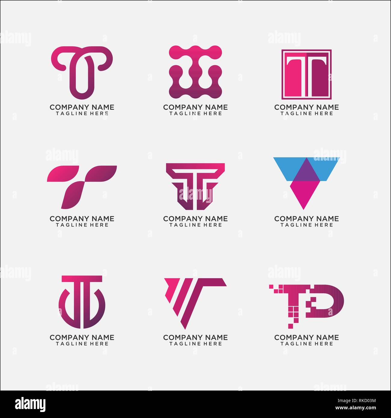 Sammlung Von Buchstaben T Logo Design Variationen Stock Vektorgrafik Alamy