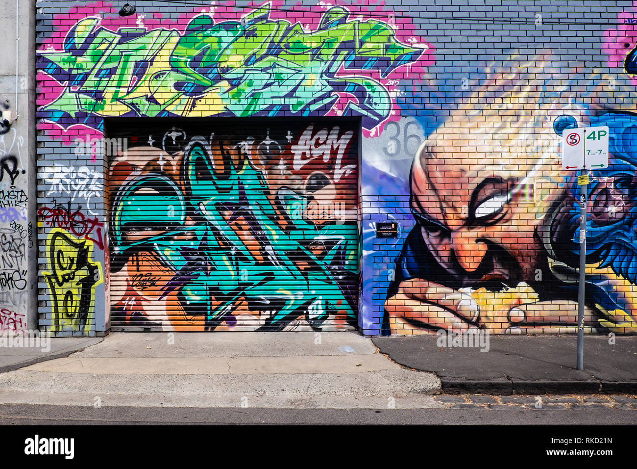 Street Art in der Stadt Melbourne, Australien Stockfoto