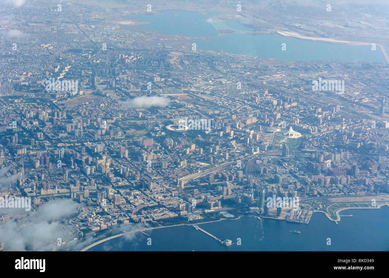 Luftaufnahme in Baku, der Hauptstadt Aserbaidschans. Stockfoto