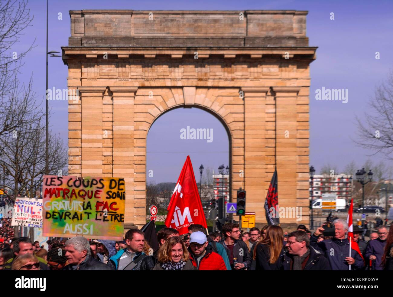 Frankreich, Nouvelle Aquitaine, Gironde, Kundgebung auf dem Generalstreik der 22. März 2018, in Bordeaux. Stockfoto
