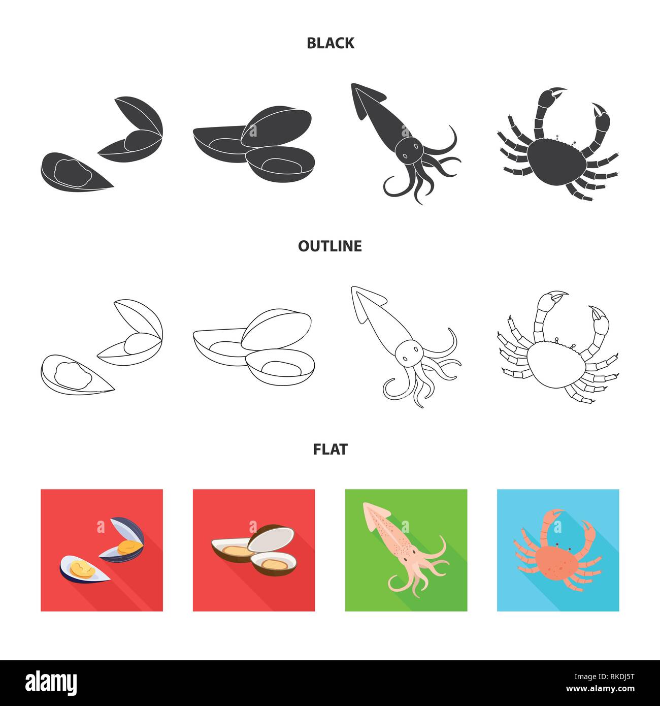 Miesmuschel, Tintenfisch, Krabben, Muscheln, Gelee, Squid, Shell, Zartheit, Tentakel, Tentakeln, Auster, Monster, Rot, Fisch, Kreatur, Muscheln, riesige, Strand, Kraken, Wasser, Langusten, frisch, Restaurant, Markt-, Marine-, Lebensmittel-, Meer, Fisch, gesund, Produkt, Ozean, Set, Vector, Icon, Illustration, isoliert, Sammlung, Design, Element, Grafik, Zeichen, Vektor, Vektoren, Stock Vektor