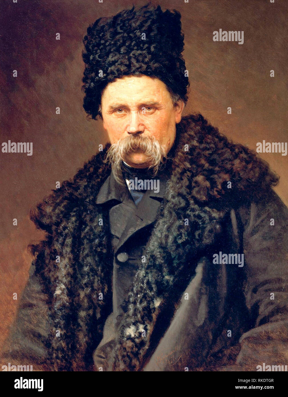Portrait von Taras Schewtschenko, ukrainischer Dichter und Künstler - Iwan Kramskoi, ca. 1871 Stockfoto