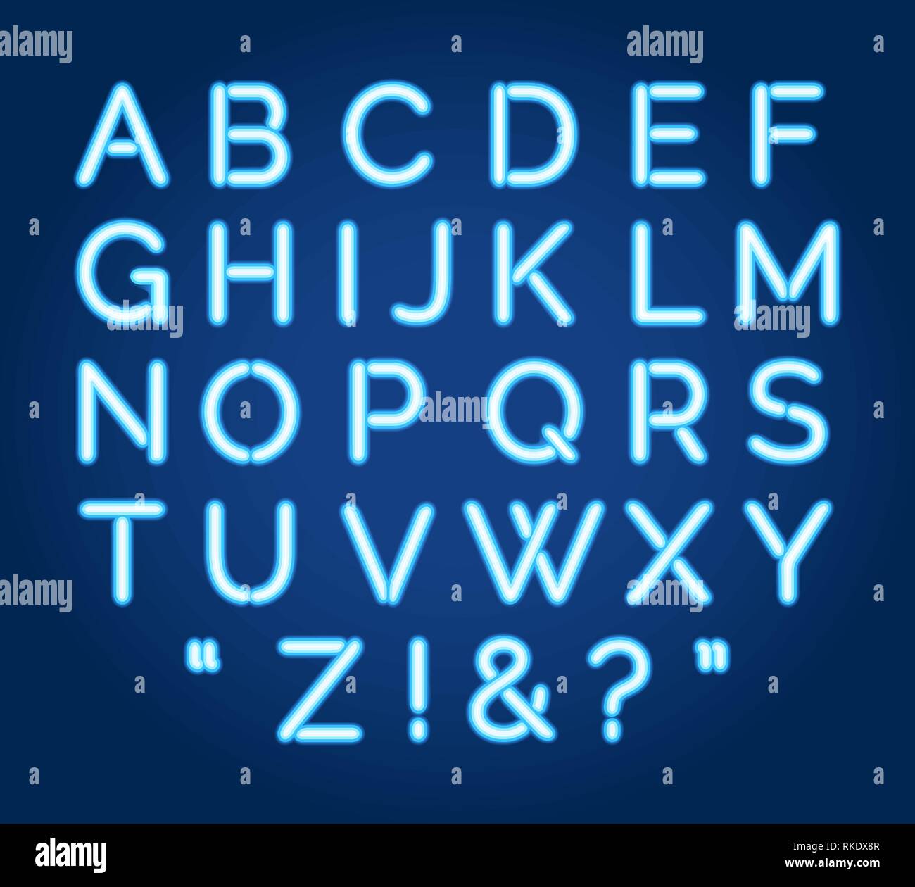 Neon Font Blauen Neonbuchstaben Leuchtende Alphabet Lampe Licht Vektor Anzeichen Fur Stadt Elektrische Beleuchtung Leuchten Eingabe Vector Illustration Stock Vektorgrafik Alamy