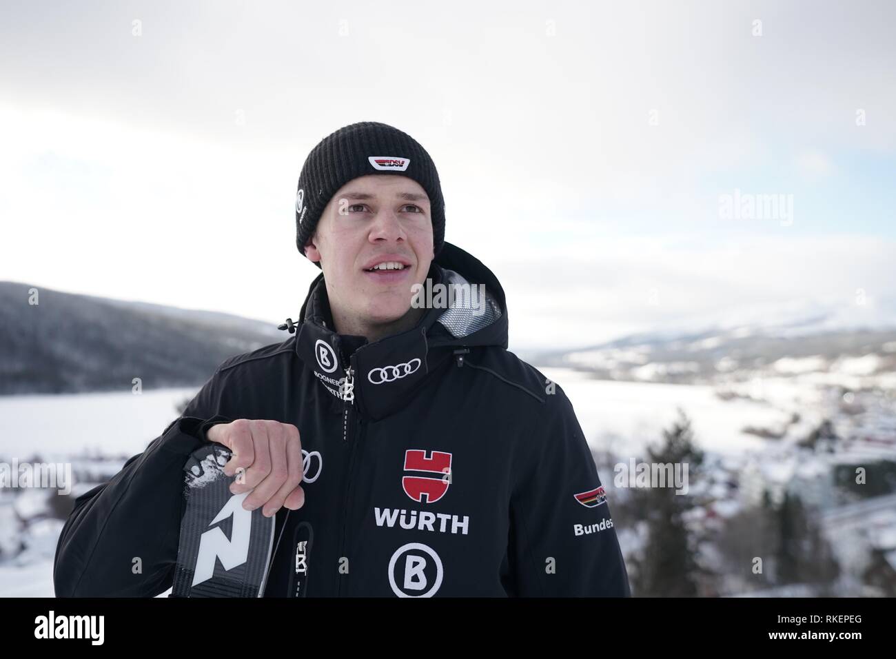 Sind, Schweden. 11 Feb, 2019. Ski Alpin, Weltmeisterschaft, Männer: Anton Tremmel aus Deutschland nach der Ausbildung Quelle: Michael Kappeler/dpa/Alamy leben Nachrichten Stockfoto