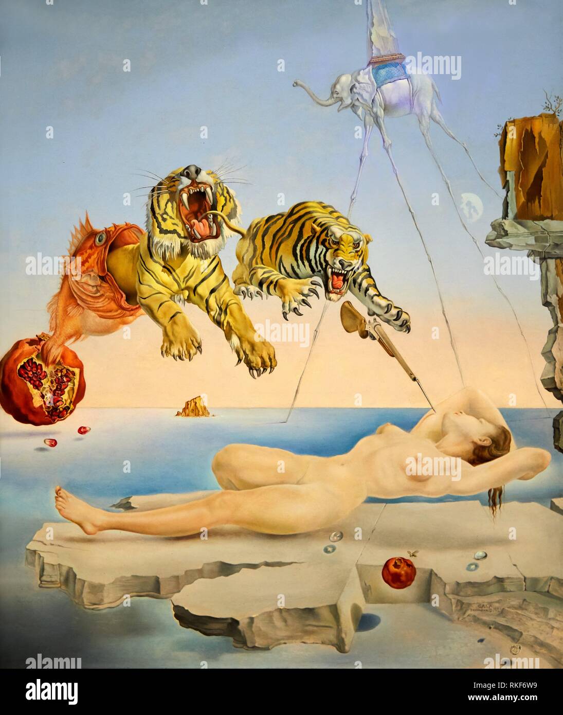''' Eine Sekunde vor dem Erwachen aus einem Traum durch den Flug einer Biene um einen Granatapfel'', 1944, Salvador Dalí Ausstellung ''Gala provoziert Stockfoto