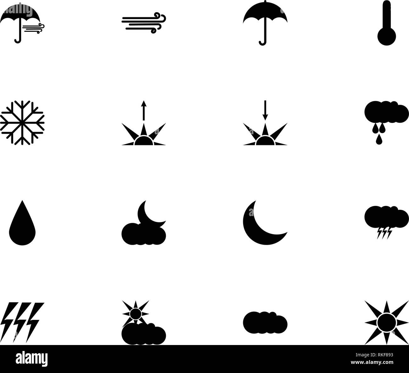 Vector Illustration. Satz von Wetter bunte Symbole. Flat Style Stock Vektor
