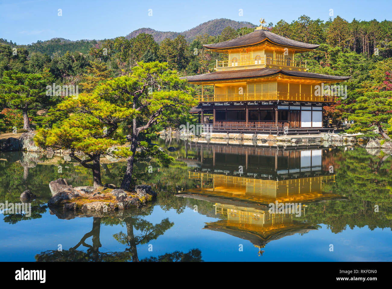 Kinkakuji an Rokuonji, goldenen Pavillon in Kyoto. Stockfoto