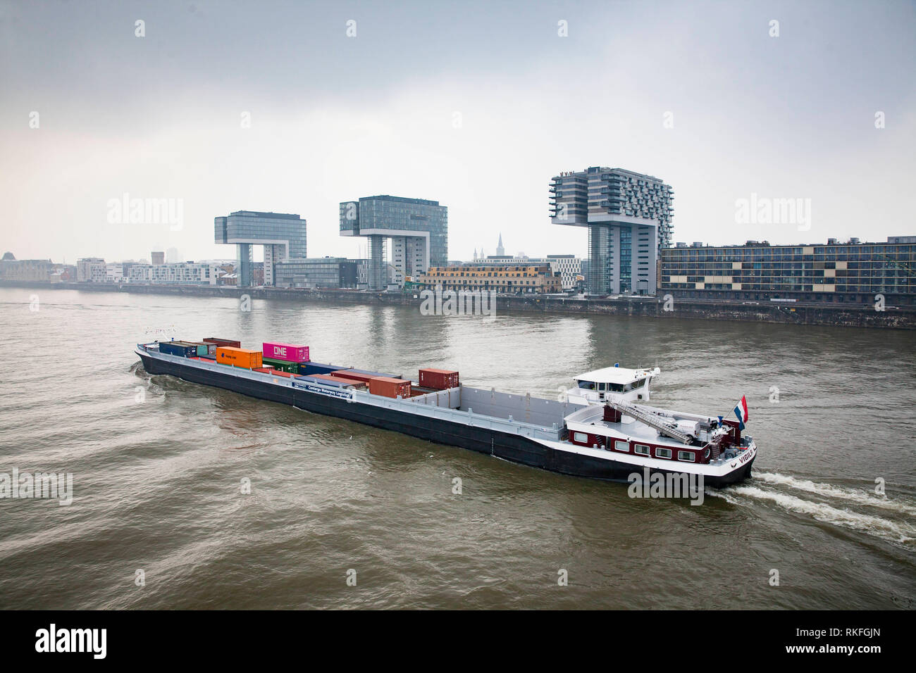 Der Kran Häuser am Rheinauer Hafen, Architekt Hadi Teherani, Rhein, Köln, Deutschland sterben drei Kranhaeuser im Rheinauhafen, Architekt Hadi Stockfoto