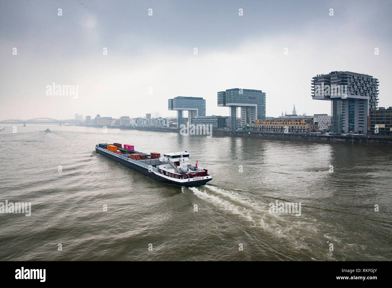 Der Kran Häuser am Rheinauer Hafen, Architekt Hadi Teherani, Rhein, Köln, Deutschland sterben drei Kranhaeuser im Rheinauhafen, Architekt Hadi Stockfoto