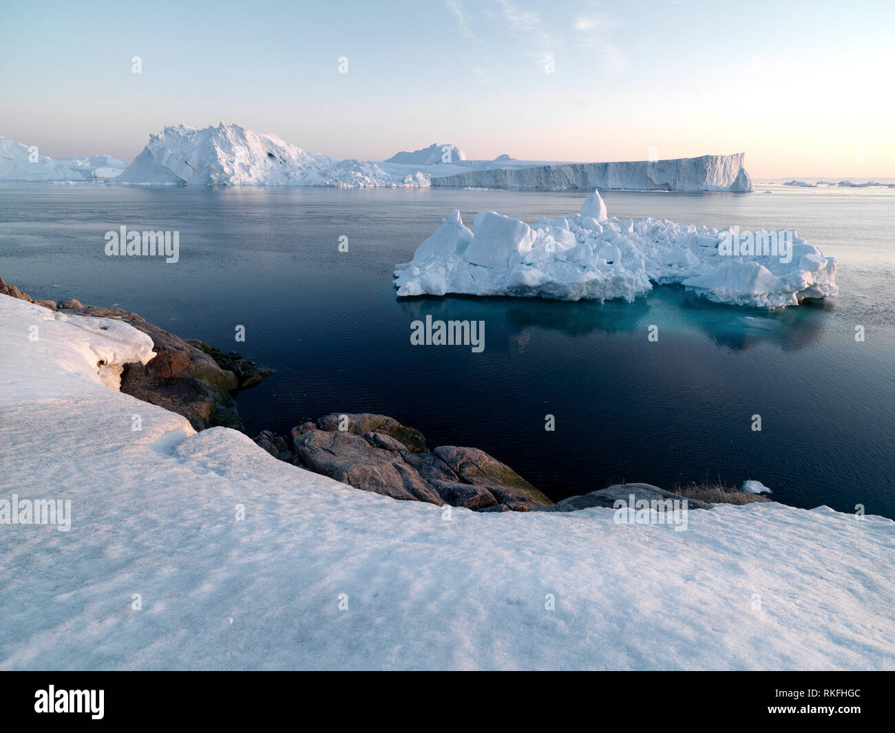 Arktischen Eisberge auf dem Arktischen Ozean in Grönland Stockfoto