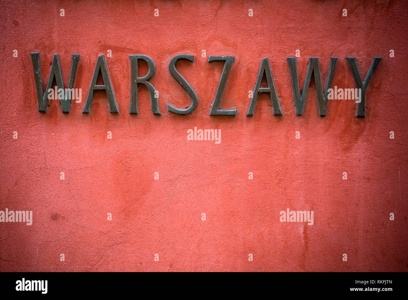 In Warschau unterzeichnen in Polnisch an der Wall in der Hauptstadt Stockfoto