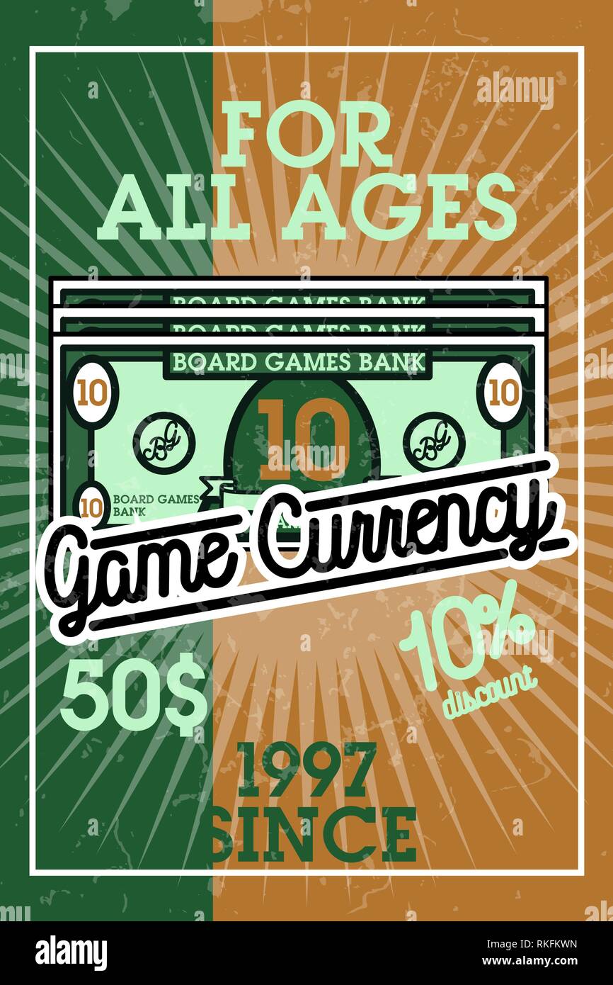 Farbe vintage Bord spiele Banner. Gamer Symbole. Gesellschaftsspiele Spieler Zeichen. Casino spielen Karte. Designelemente. Vektor Stock Vektor