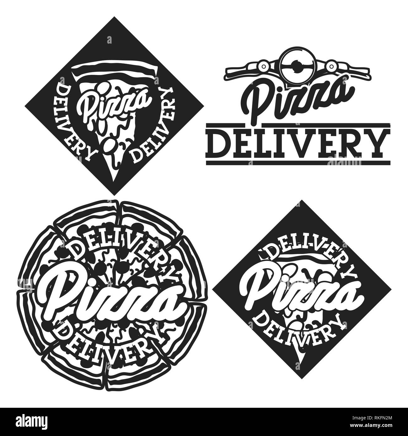 Vektor pizza Logo Set Vintage essen Pizza Etiketten Vorlagen für restaurantIdeal Vorlage für Logo oder Poster Stock Vektor