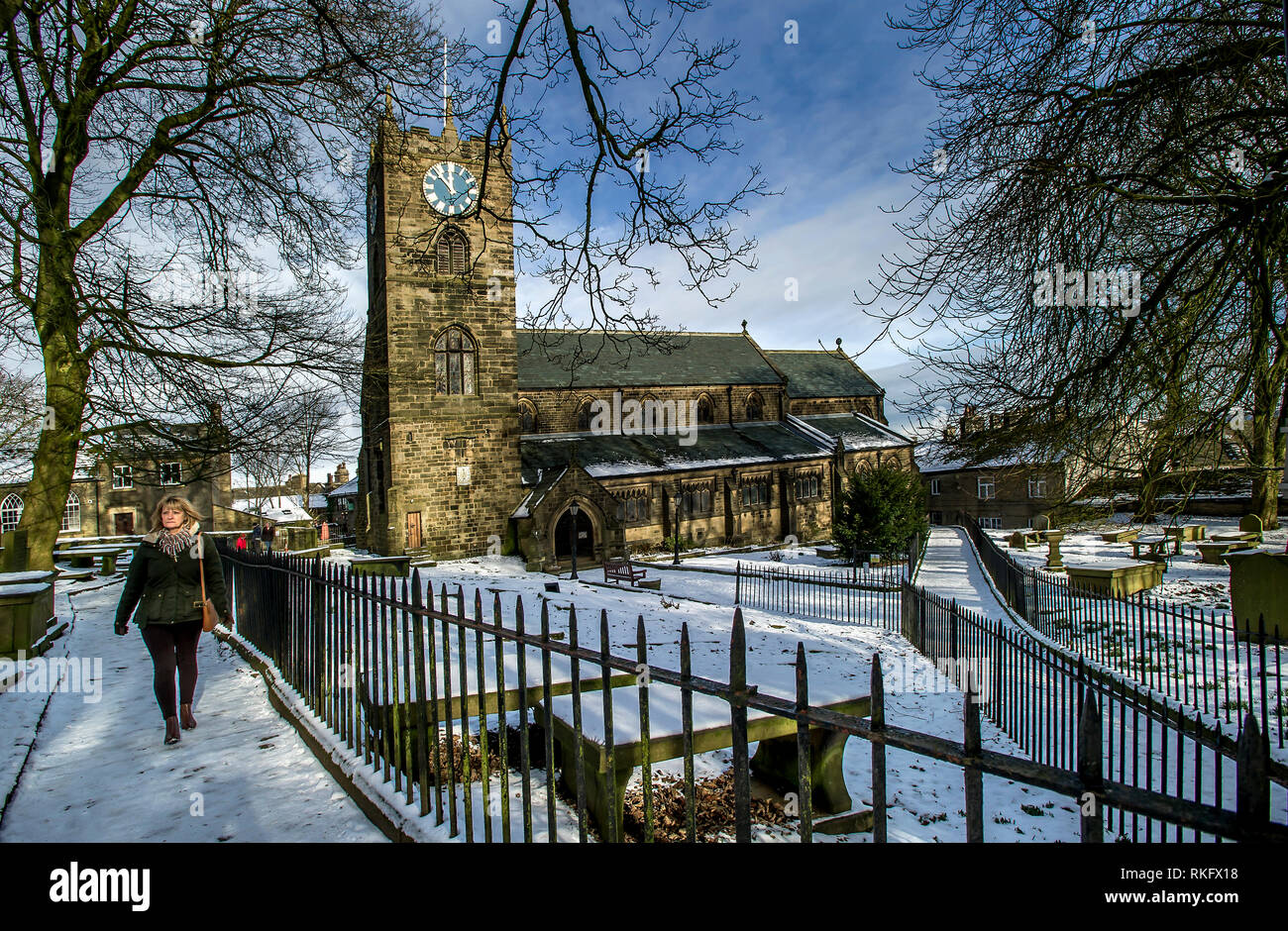Das Dorf von Haworth in West Yorkshire, England, UK. Das Dorf war die Heimat des berühmten bront' Schwestern Ð Charlotte, Emily und Anne, die alle schrieb. Stockfoto