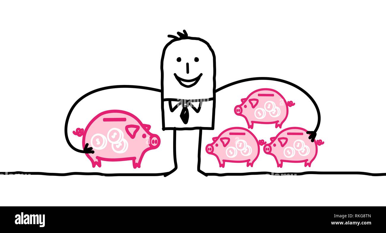 Cartoon Geschäftsmann und Kapitalismus Stock Vektor