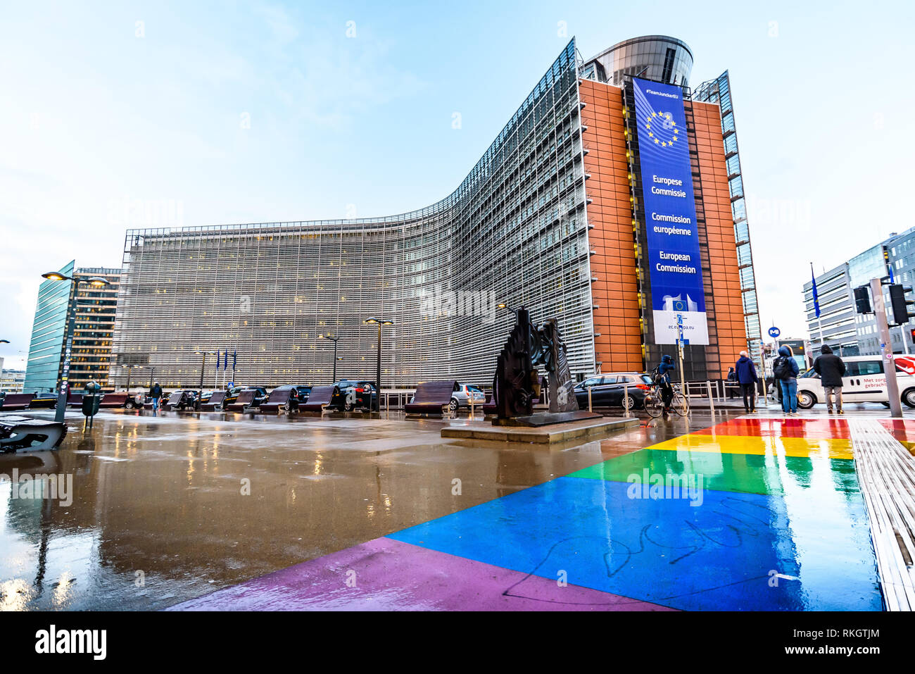 Berlaymont-gebäude, beherbergt es das Hauptquartier der Europäischen Kommission Stockfoto