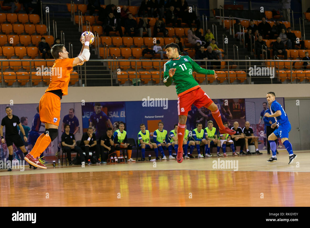 2020 FIFA Futsal-Weltmeisterschaft Qualifier. Wales vs Finnland, Ciorescu, FUTSAL ARENA FMF, Moldau. 31. Januar 2019. Spiel beendet Wales 0 - Moldawien Stockfoto