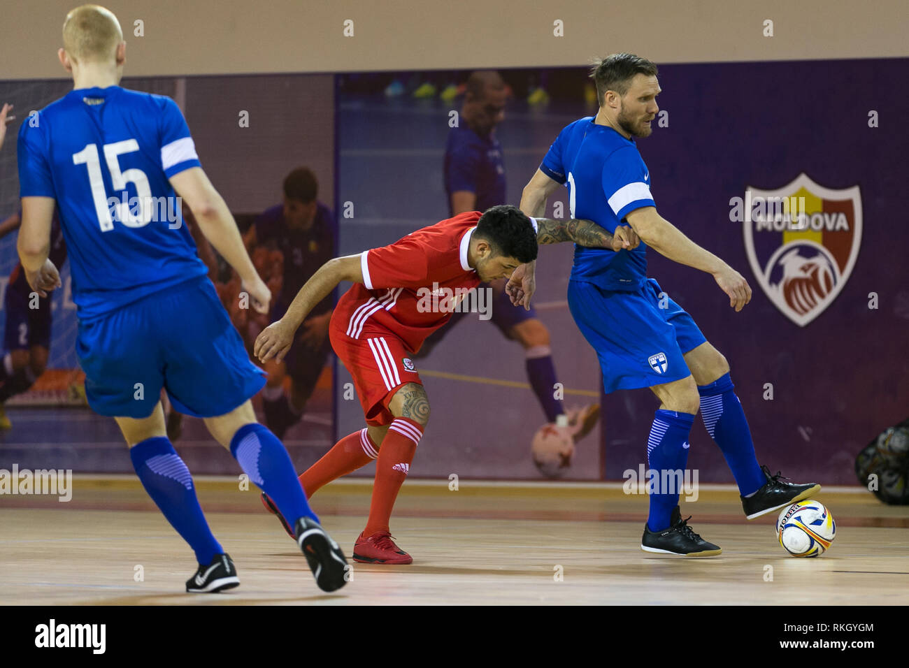 2020 FIFA Futsal-Weltmeisterschaft Qualifier. Wales vs Finnland, Ciorescu, FUTSAL ARENA FMF, Moldau. 31. Januar 2019. Spiel beendet Wales 0 - Moldawien Stockfoto