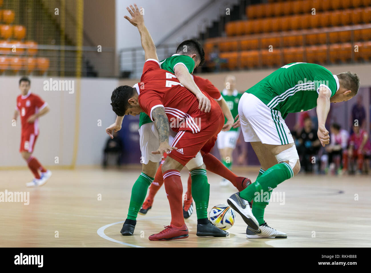 2020 FIFA Futsal-Weltmeisterschaft Qualifier. Wales vs Nordirland, Ciorescu, FUTSAL ARENA FMF, Moldau. Samstag 2. Februar 2019. Wales gewann die Stockfoto