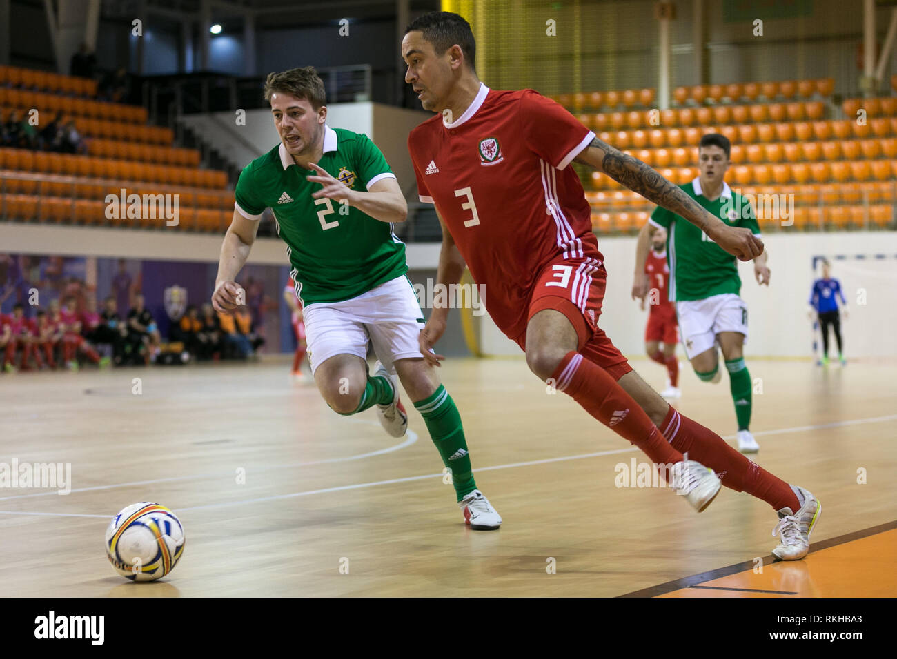 2020 FIFA Futsal-Weltmeisterschaft Qualifier. Wales vs Nordirland, Ciorescu, FUTSAL ARENA FMF, Moldau. Samstag 2. Februar 2019. Wales gewann die Stockfoto