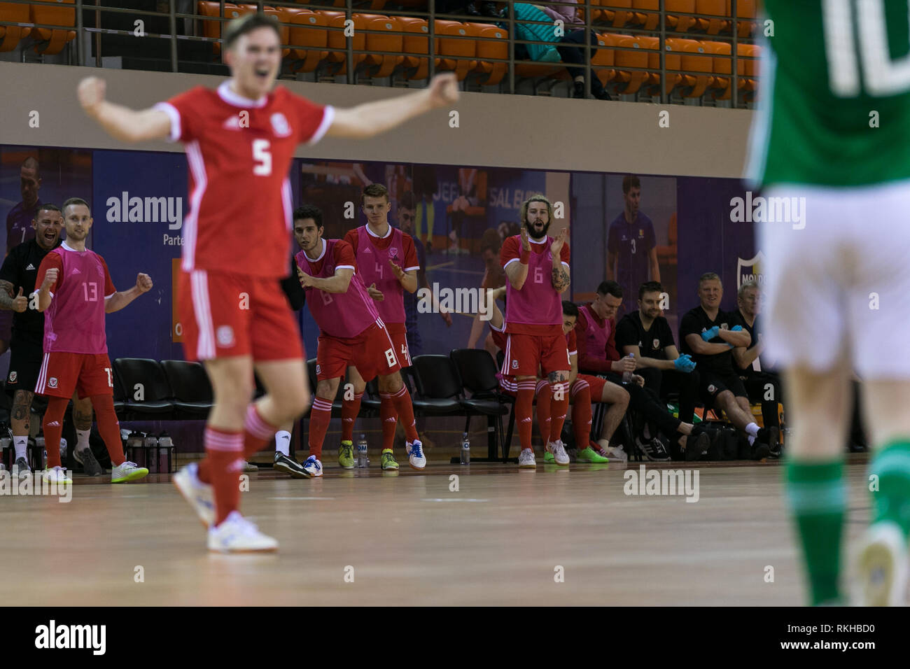 2020 FIFA Futsal-Weltmeisterschaft Qualifier. Wales vs Nordirland, Ciorescu, FUTSAL ARENA FMF, Moldau. Samstag 2. Februar 2019. Wales gewann die Stockfoto