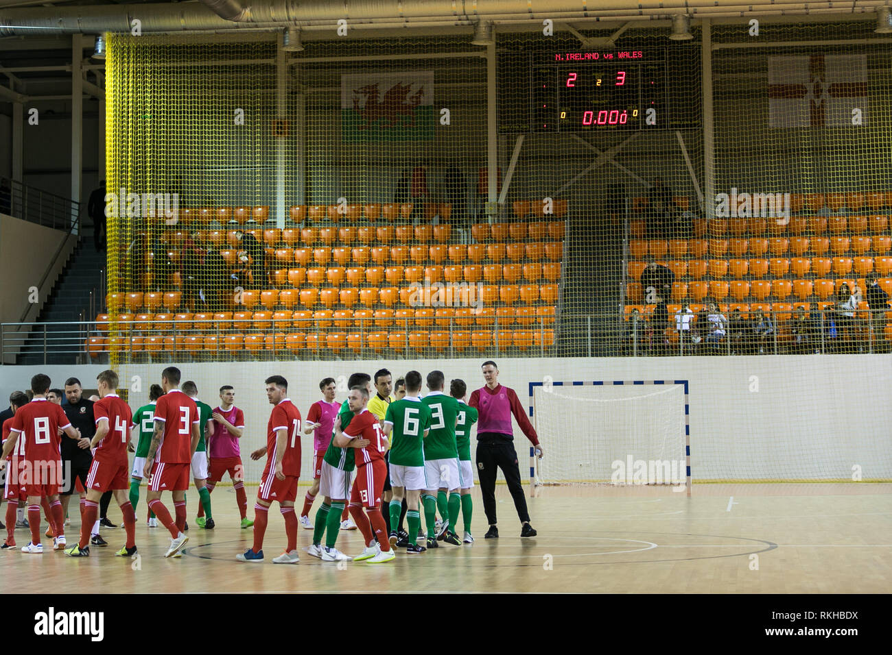 2020 FIFA Futsal-Weltmeisterschaft Qualifier. Wales vs Nordirland, Ciorescu, FUTSAL ARENA FMF, Moldau. Samstag 2. Februar 2019. Wales gewann die Stockfoto