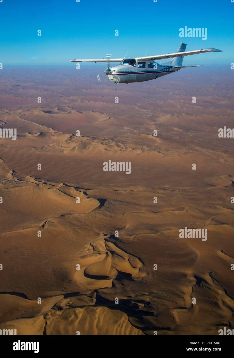 Flugzeug über der Wüste Namib, Namibia Stockfoto