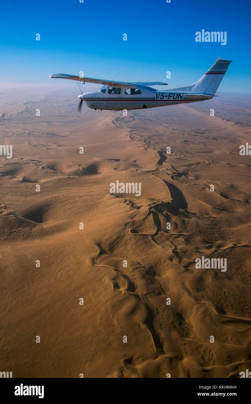 Flugzeug über der Wüste Namib, Namibia Stockfoto