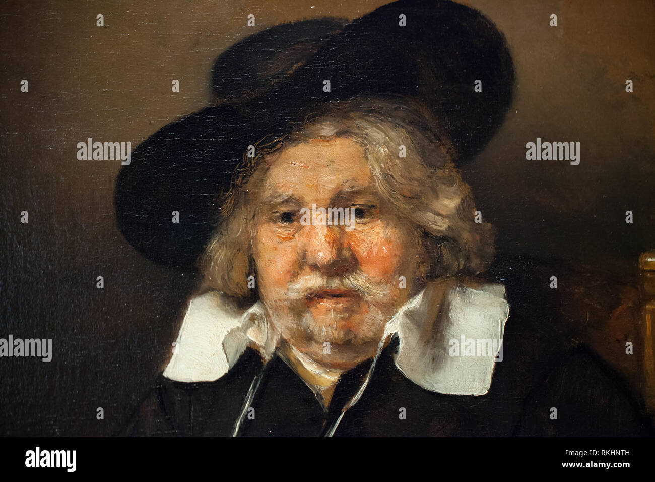 Alter Mann mit schwarzem Hut - Späten Rembrandt Ausstellung im Jahr 2015 in Amsterdam Stockfoto