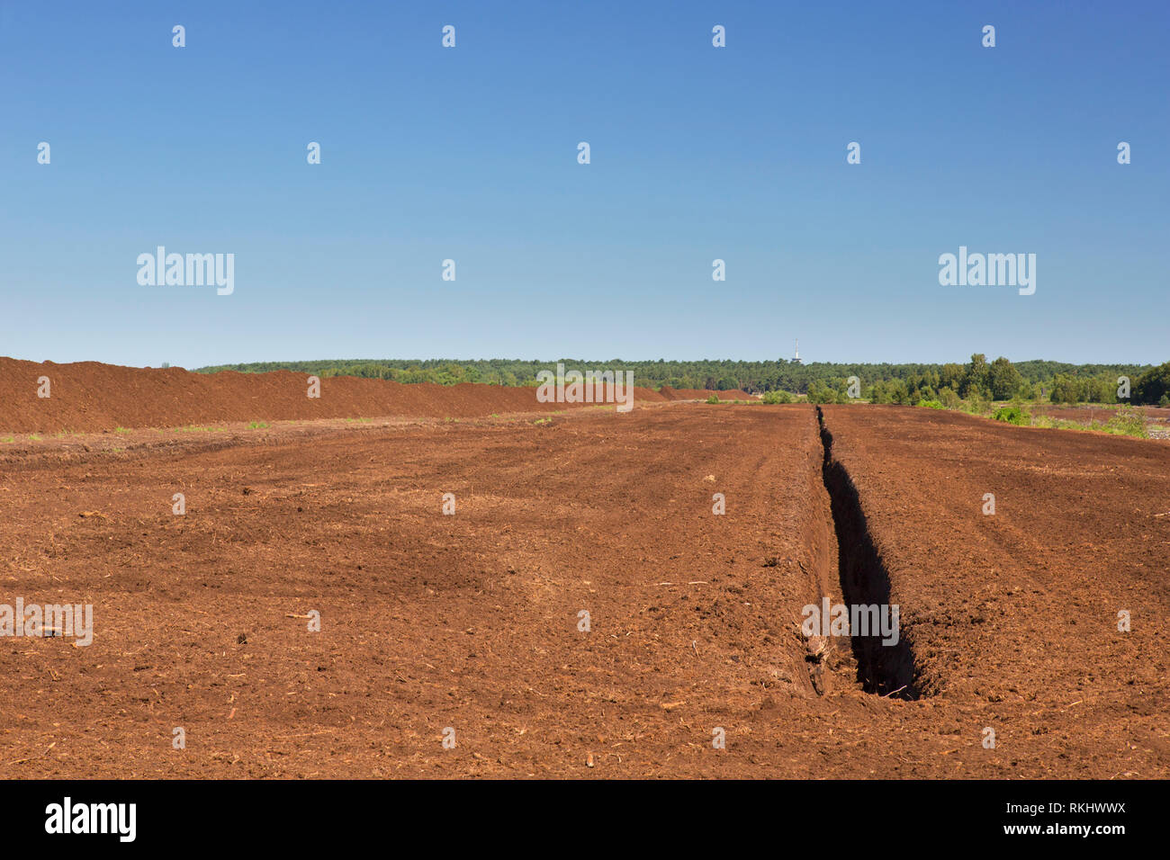 Torfgewinnung auf Totes Moor/Tote Moor, Moor in der Nähe von Neustadt am Rübenberge - Landkreis Hannover, Niedersachsen/Niedersachsen, Deutschland Stockfoto