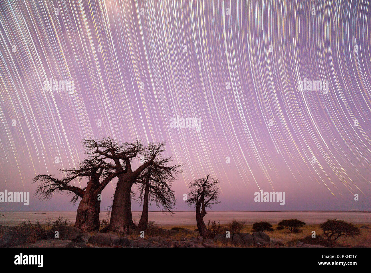 Startrail in Kubu Insel Stockfoto