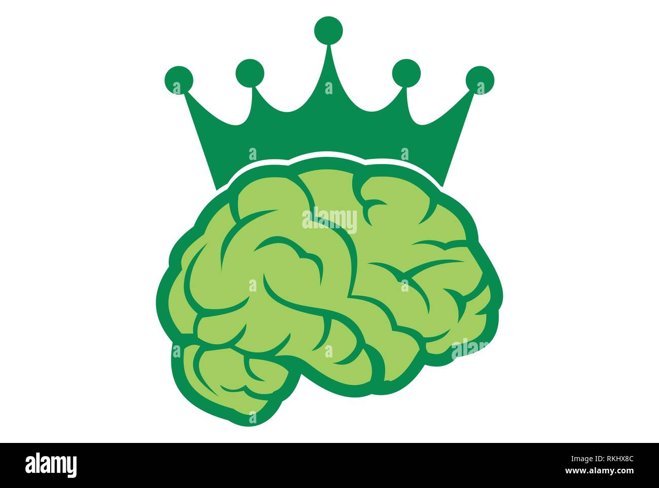 Brain King abstraktes grünes Logo-Symbol Stock Vektor
