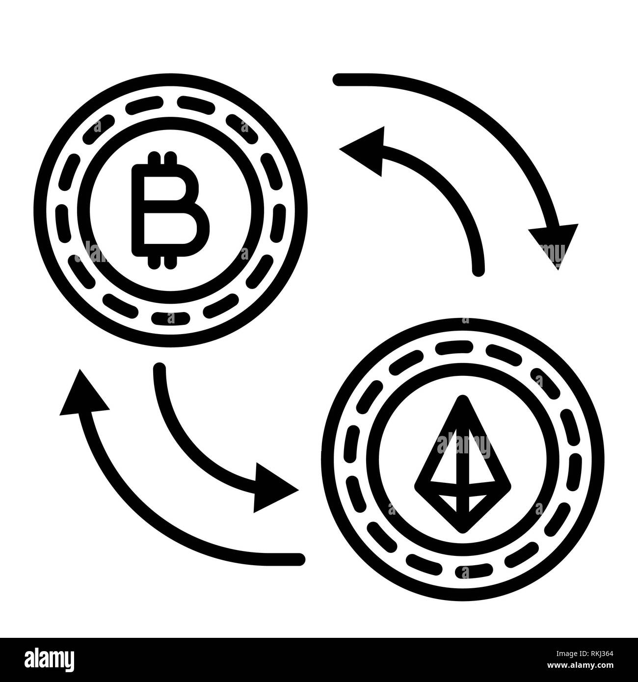 Cryptocurrency Symbol, Vector Illustration, Technologie Überblick Stockfoto