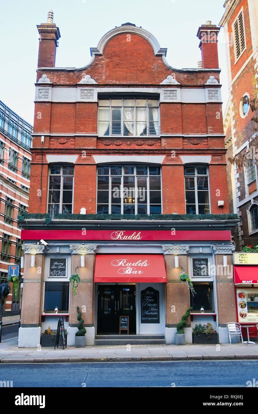 Rudds Bar, City of London, London, England, Großbritannien Stockfoto