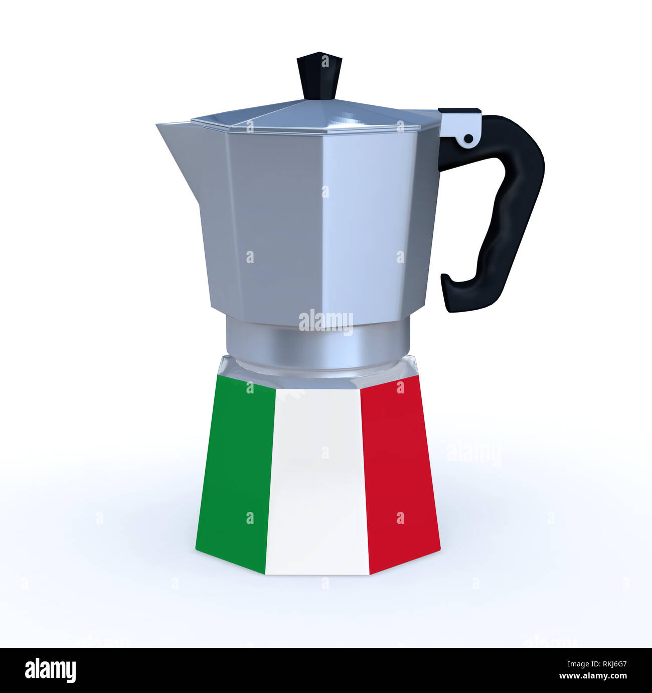 Italienischen Espressokocher mit Fahne, 3 Abbildung d Stockfoto