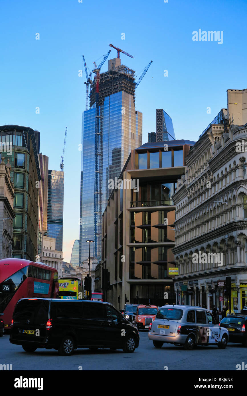 Bau und Verkehr in der City of London, London, England, Großbritannien Stockfoto