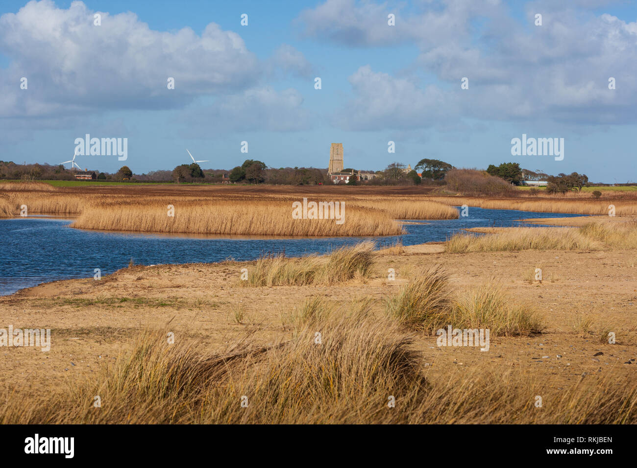 Blick auf covehithe und benacre Breite an der Küste von Suffolk Stockfoto