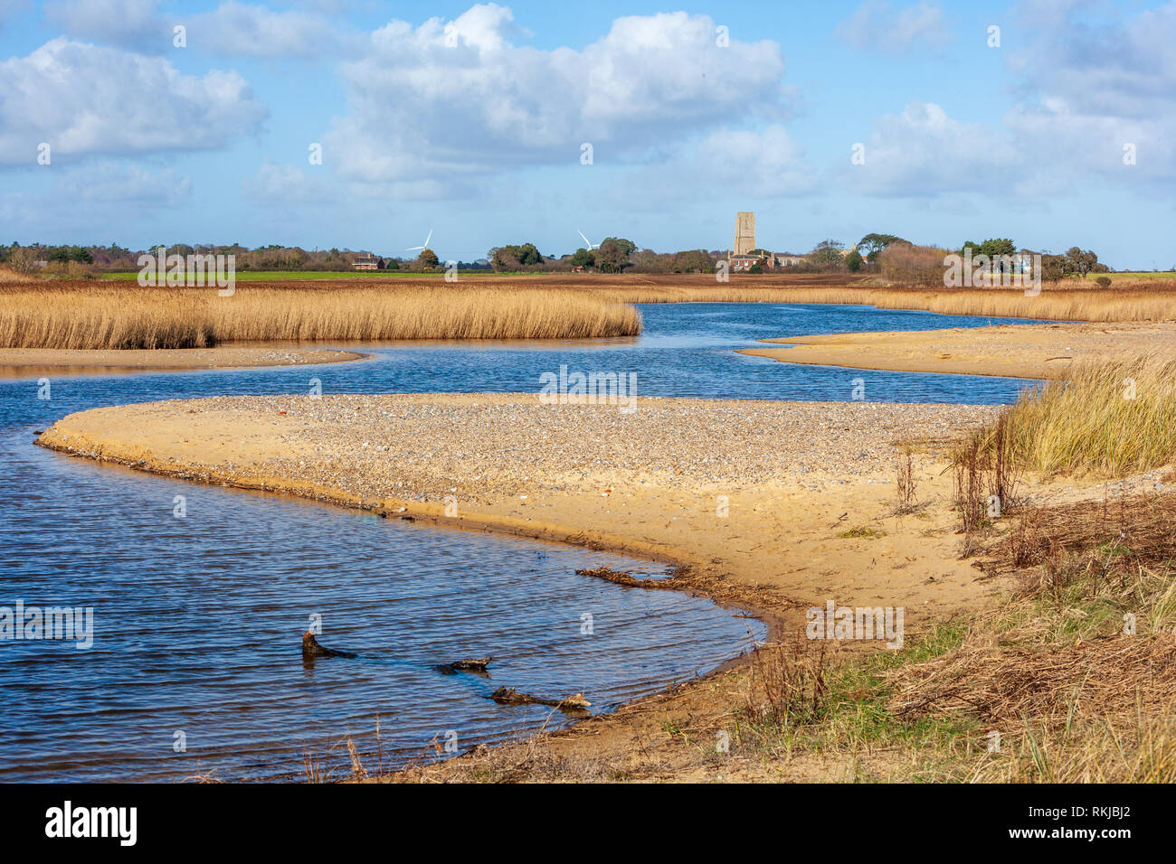 Blick auf covehithe und benacre Breite an der Küste von Suffolk Stockfoto