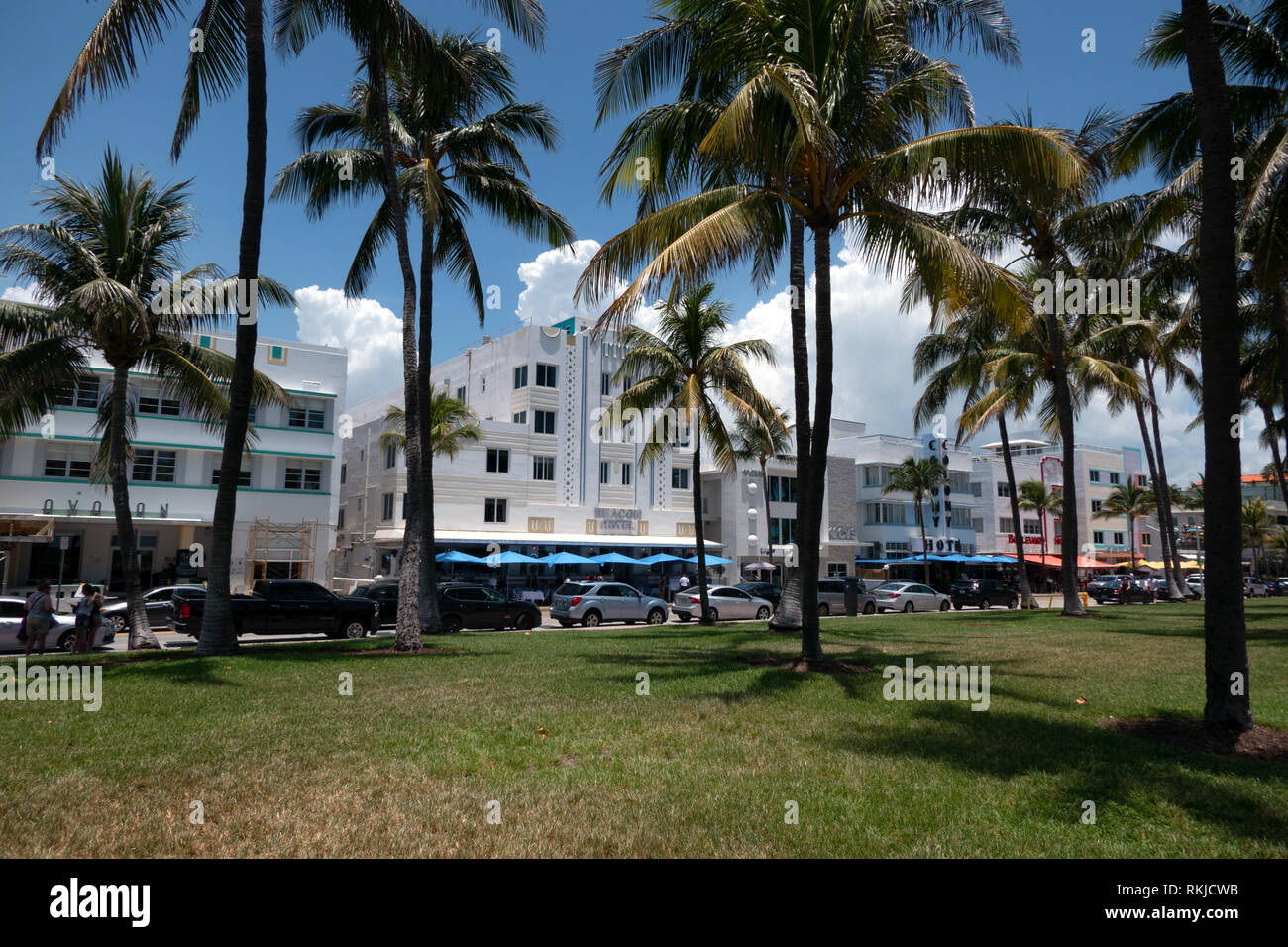 Ocean Drive in der Miami Beach architektonischen District (alten historischen Viertel von Miami Beach oder Miami Art Deco District), US Historic District in der Sab Stockfoto