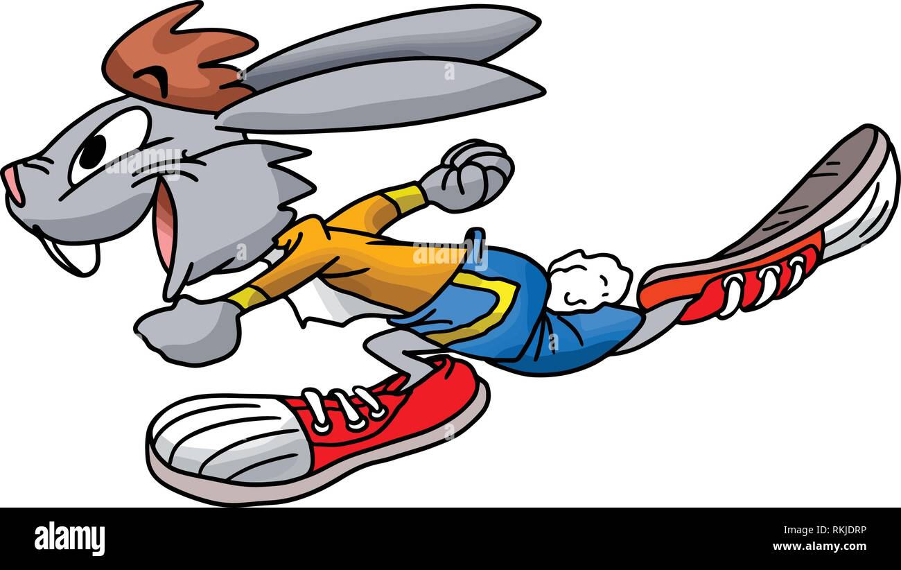 Cartoon Kaninchen läuft blitzschnell Vector Illustration Stock Vektor