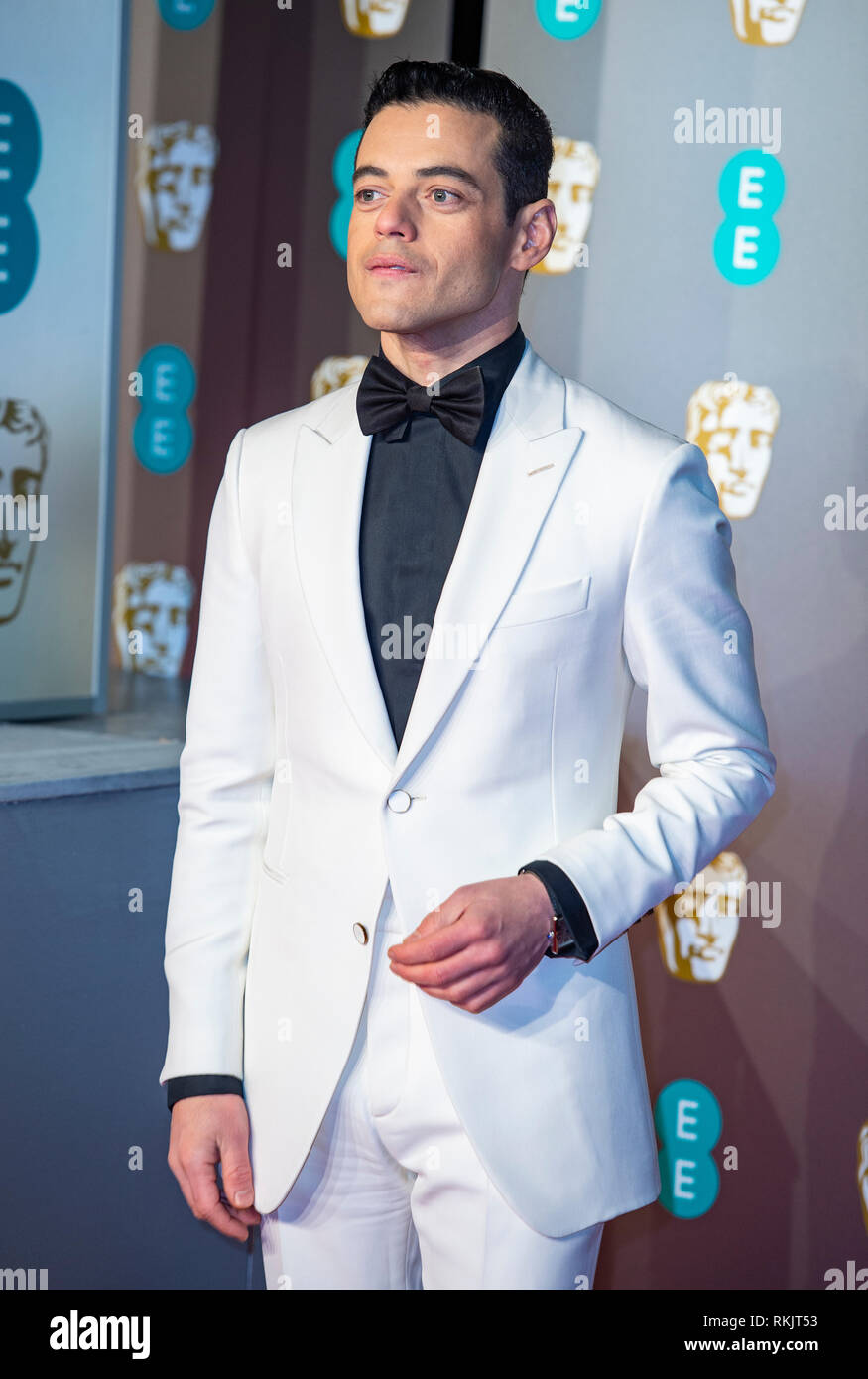 Rami Malek besucht die EE British Academy Film Awards in der Royal Albert Hall, London. Stockfoto