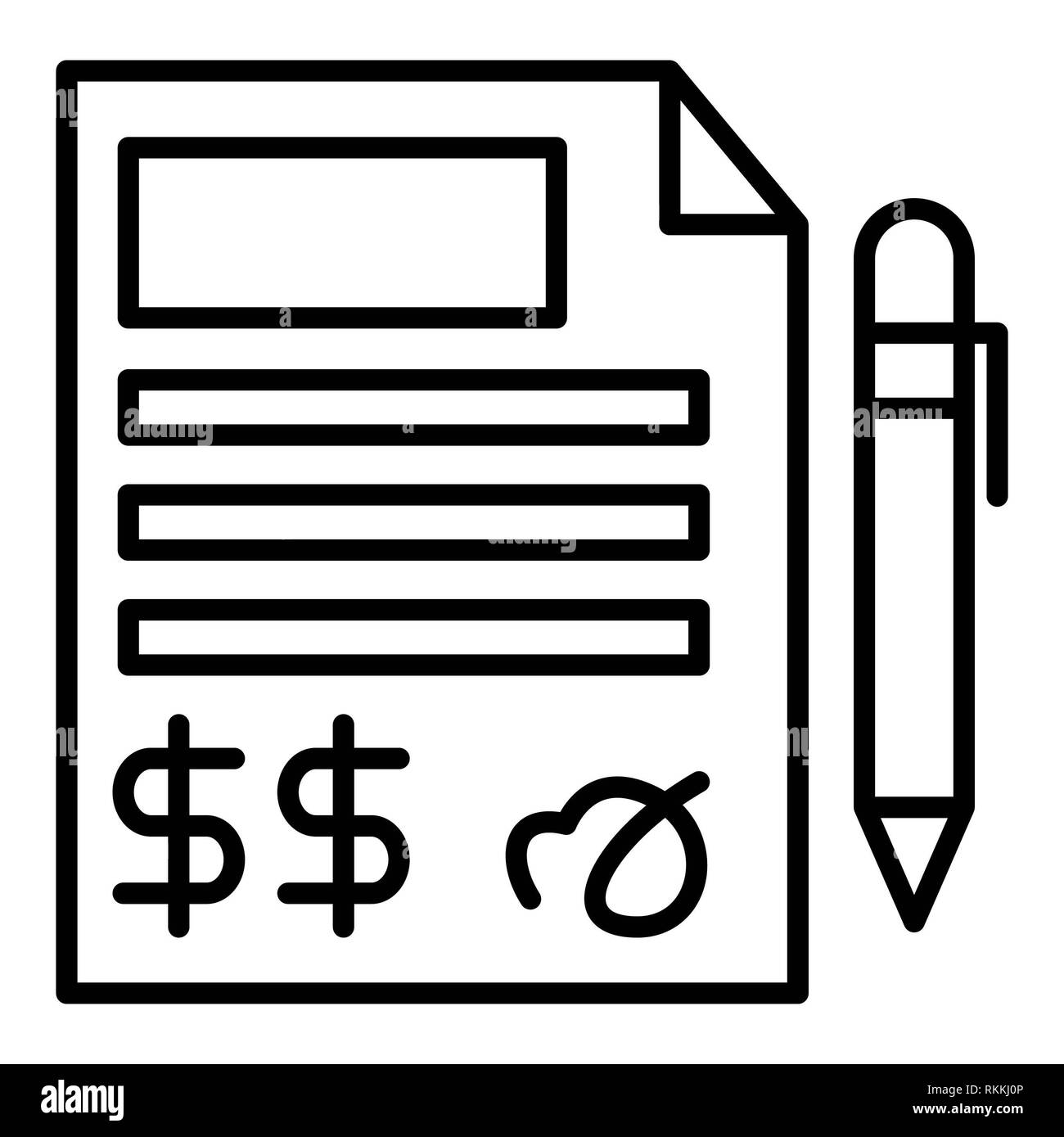 Darlehensvertrag Symbol, Vector Illustration, Finanzen Überblick Stockfoto