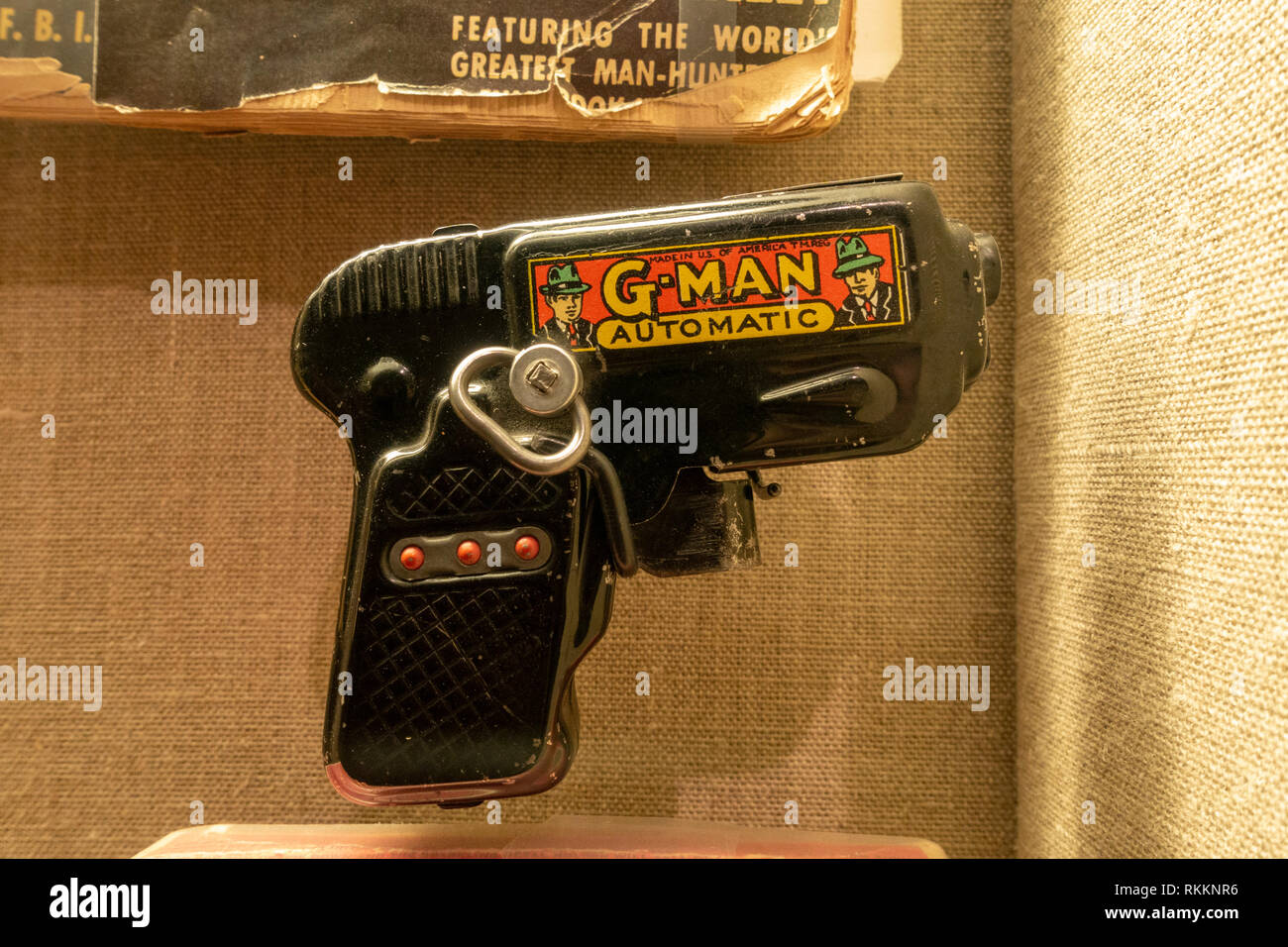 G-Man Pistole, G-Men (Regierung) und Gangster im Zusammenhang mit Spielzeug, der Pöbel Museum, Las Vegas (Las Vegas), Nevada, United States. Stockfoto