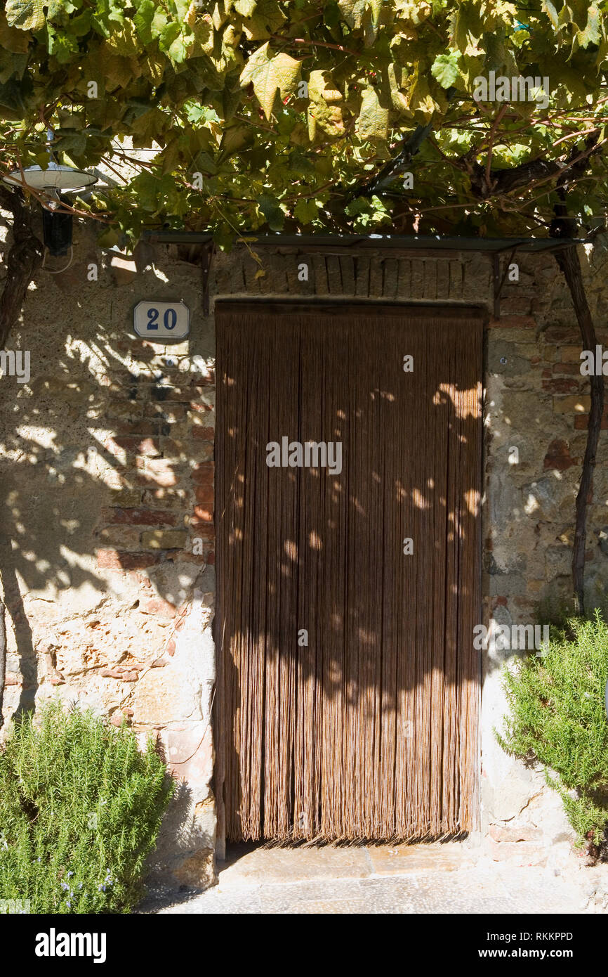Ein schattiger Weg, über Antonio Gramsci, Monteriggioni, Toskana, Italien Stockfoto
