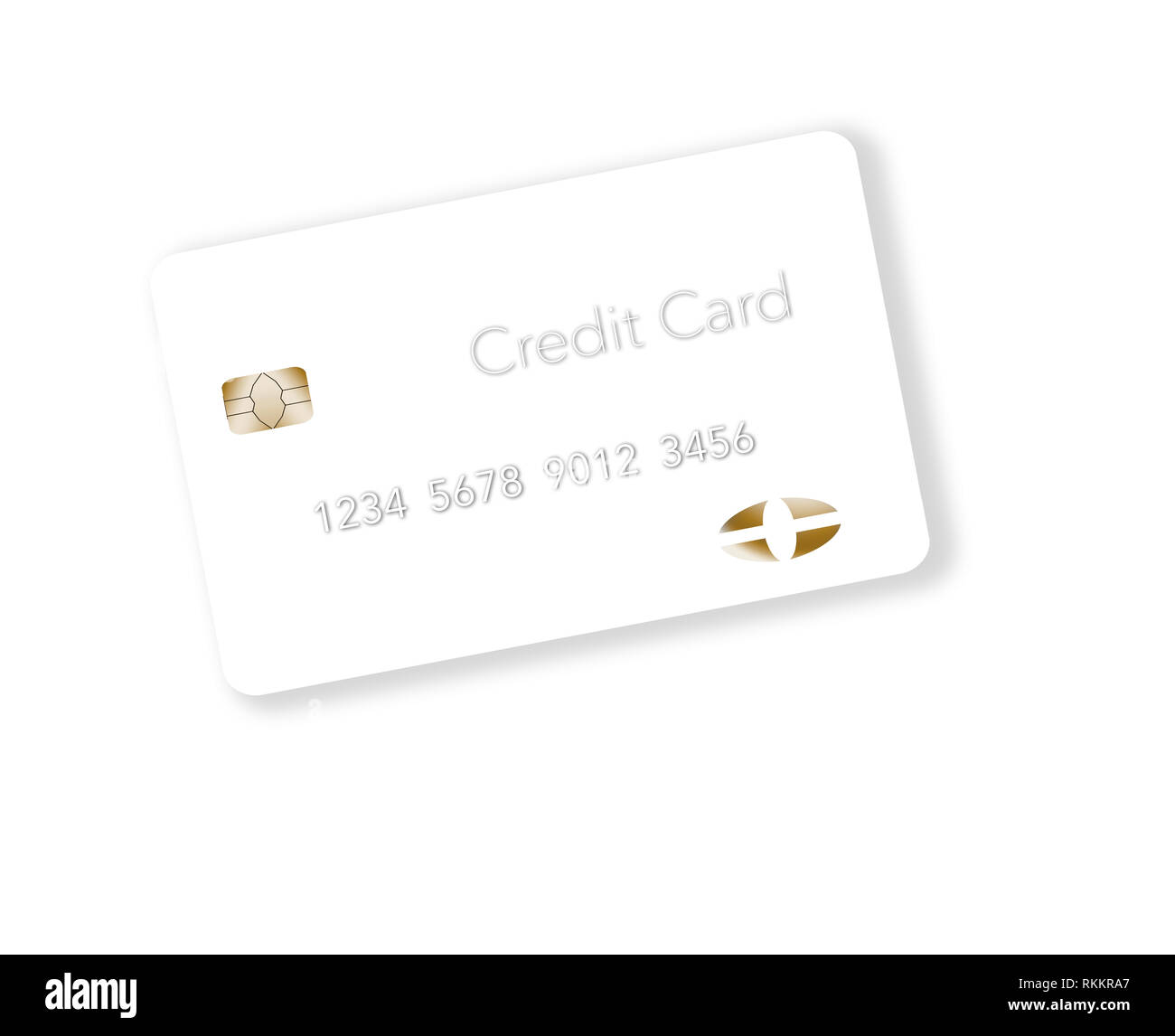 Für einen einzigartigen Blick, eine weiße Kreditkarte ist auf einem hellen Hintergrund gesehen. Dies ist eine Abbildung. Stockfoto