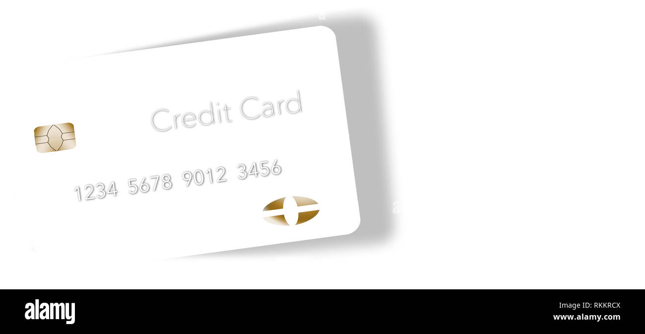 Für einen einzigartigen Blick, eine weiße Kreditkarte ist auf einem hellen Hintergrund gesehen. Dies ist eine Abbildung. Stockfoto