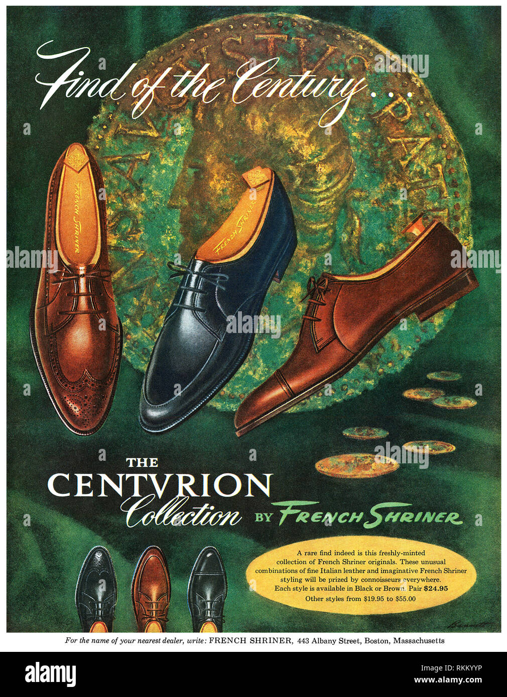 1958 US-Werbung für den Hauptmann Sammlung von Herrenschuhe von französischen Shriner. Stockfoto