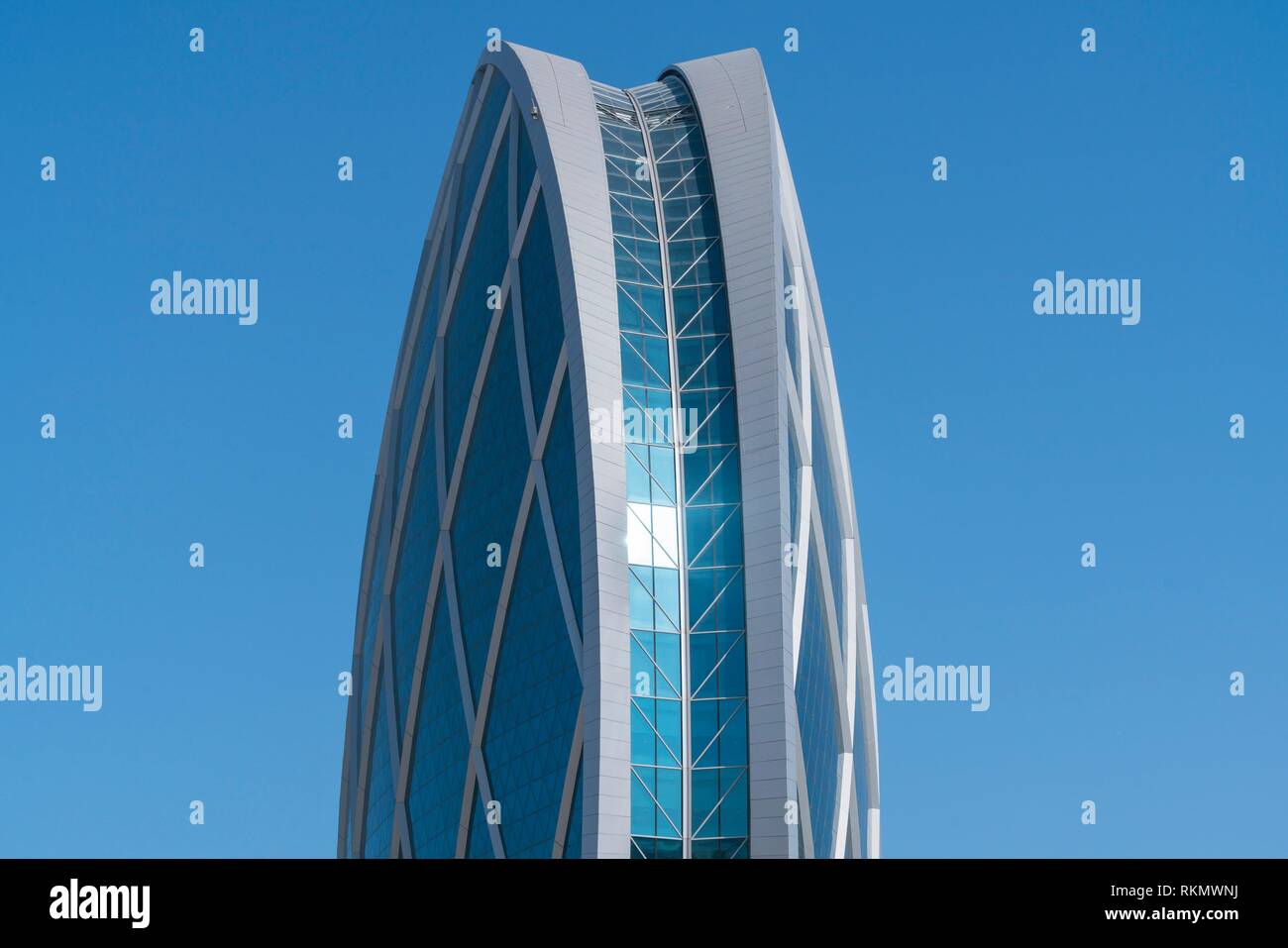 Aldar - HQ Runde Wolkenkratzer, Al Raha Beach Abu Dhabi Stadt, Emirat Abu Dhabi am persischen Golf, Vereinigte Arabische Emirate, VAE, dem Nahen und Mittleren Osten. Stockfoto